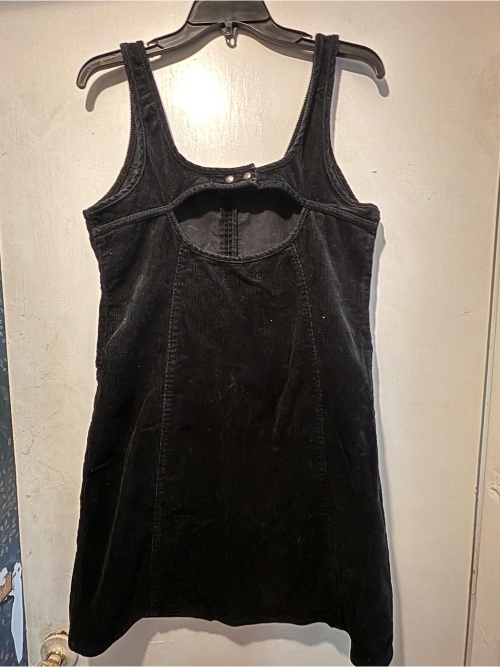SO Black Corduroy Mini Dress with Bust Cutout Detail